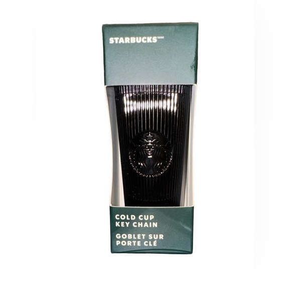 Starbucks 2024 Shiny Black Pleated Cold Cup Keychain - Picture 1 of 3